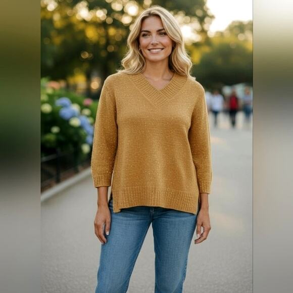 Diane Von Furstenberg DVF Gold Sweater SPARKLES Metallic Long Sleeves Oversized - Picture 2 of 16